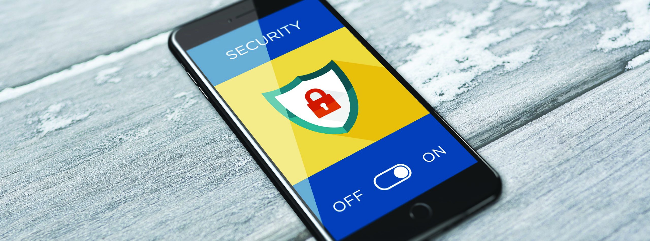 phone with security on and off toggle and a lock and shield on the screen
